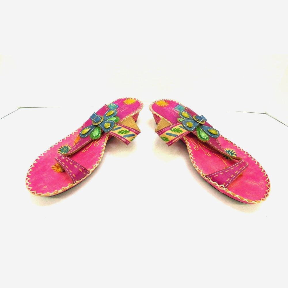 L'Artiste Spring Step Pink Floral Leather Sandals Women's EU 40 US 9.5 Comfort